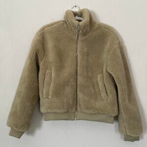 We Wore What Teddy Sherpa Bomber Jacket - Size Medium - Color Oat